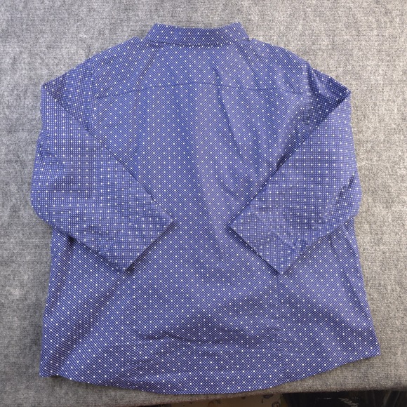 LL Bean Shirt Womens 1X Blue Polka Dot Long Sleeve Button Up Cotton - Picture 8 of 9